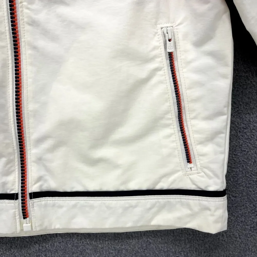 Lands End Kids Jacket Medium 5-6 White Full‎ Zip Hooded Pockets Lightweight